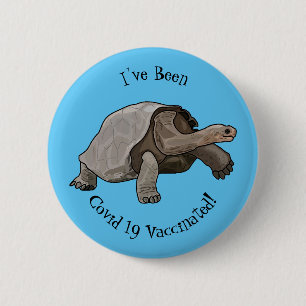 Galapagos tortoise cartoon illustration 2 inch round button