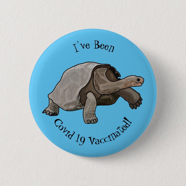 Galapagos tortoise cartoon illustration 2 inch round button (Front)