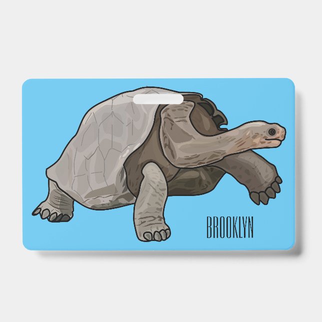 Galapagos tortoise cartoon illustration badge (Front)