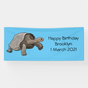 Galapagos tortoise cartoon illustration banner