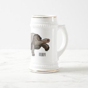Galapagos tortoise cartoon illustration beer stein
