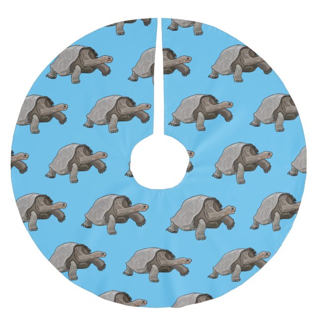 Galapagos tortoise cartoon illustration brushed polyester tree skirt (Front)