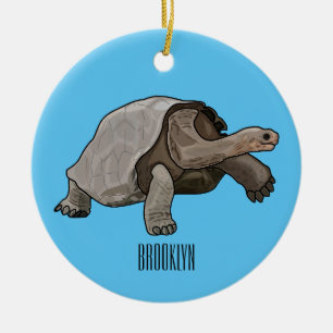 Galapagos tortoise cartoon illustration ceramic ornament