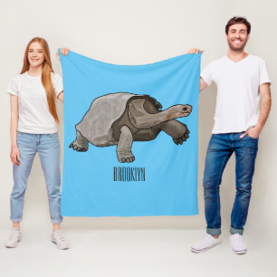 Galapagos tortoise cartoon illustration fleece blanket