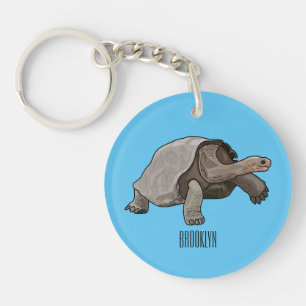 Galapagos tortoise cartoon illustration keychain