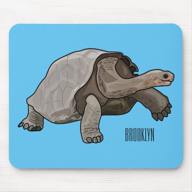 Galapagos tortoise cartoon illustration mouse pad (Front)