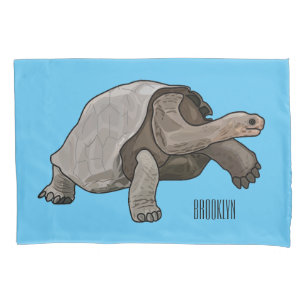 Galapagos tortoise cartoon illustration pillowcase