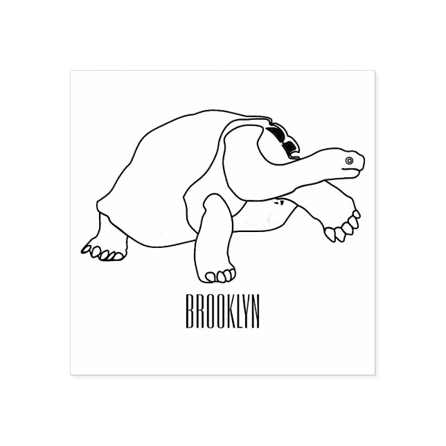 Galapagos tortoise cartoon illustration rubber stamp (Imprint)