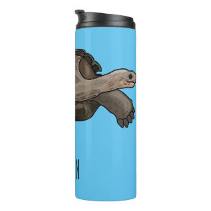 Galapagos tortoise cartoon illustration thermal tumbler