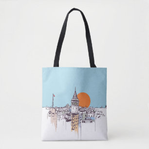 Galata Sketch: Istanbul's Tower Tale Tote Bag