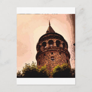 Galata Tower In Istanbul Hand drawing Postcard