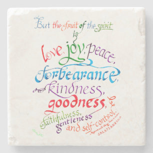 Galatians 5 22 23 Fruit of the Spirit Bible Verse Stone Coaster