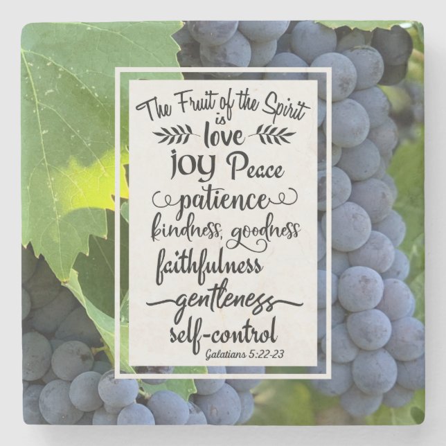 Galatians 5:22-23 The Fruit of the Spirit Stone Coaster (Front)