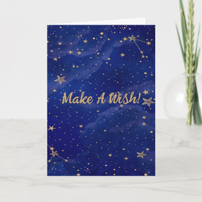 Galaxie Bleue Aux Étoiles D'Or Faire Une Carte De  (Devant)