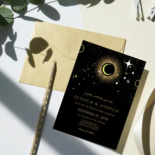 Galaxie céleste Faire-part de mariage noir