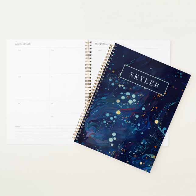 Galaxie tourbillonnante bleu marine de minuit abst (Devant avec enveloppe)