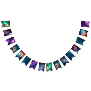 Galaxies of Stars Purple Blue Green Space Universe Bunting Flags