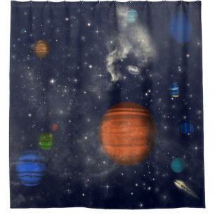 Galaxies with stars and planets in space