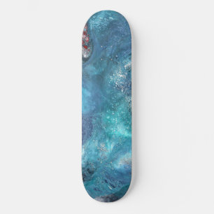 Galaxy 3 Abstract Space Blue Skateboard Deck