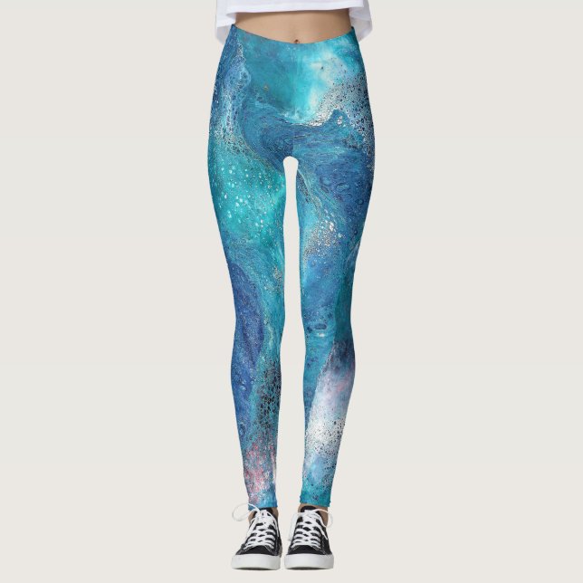 Galaxy 3 Soft Blue Abstract Leggings (Front)
