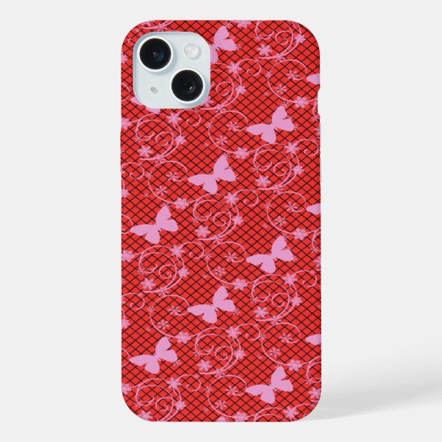 Galaxy 9 Lacy Things, Red iPhone Case (Back)