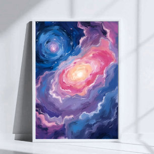 Galaxy Above Sky Stars Pastel Watercolor Poster