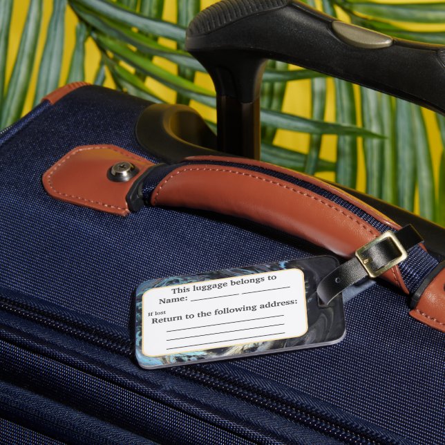 Galaxy Acrylic Pour Inspired Luggage Tag (Front Insitu 3)