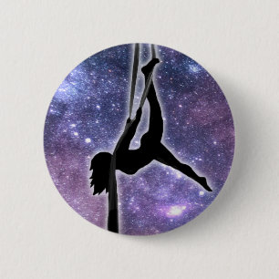 Galaxy Aerialist dancer pose on Aerial Silks 2 Inch Round Button