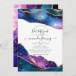 Galaxy Agate Bat Mitzvah Invitation<br><div class="desc">Galaxy faux glitter agate stone bat mitzvah invitation with elegant handwriting typography customizable to your event specifics.</div>