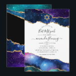 Galaxy Agate Bat Mitzvah Invitation<br><div class="desc">Galaxy faux glitter agate stone bat mitzvah invitation with elegant handwriting typography customizable to your event specifics.</div>