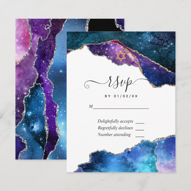 Galaxy Agate Bat Mitzvah RSVP Card (Front/Back)