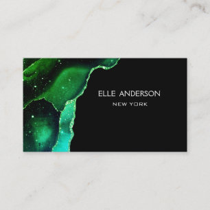 Galaxy Agate Modern Emerald Green Malachite Business Card