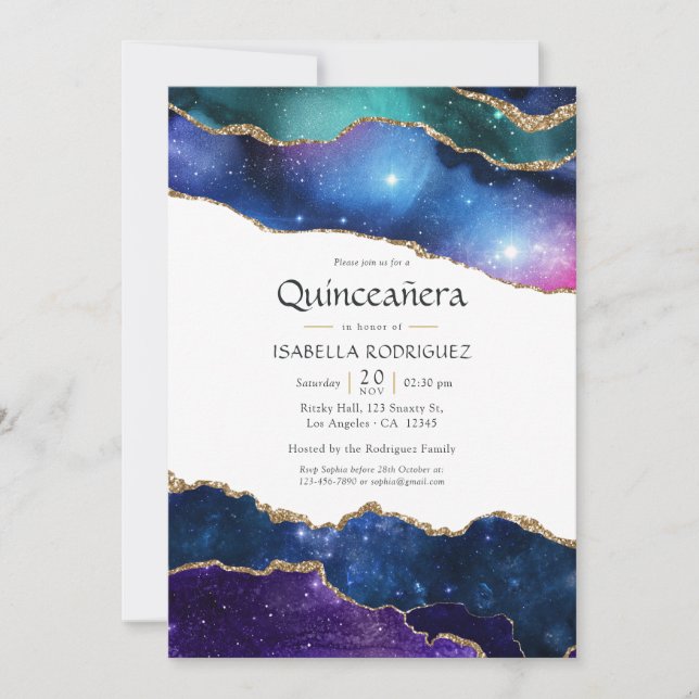 Galaxy Agate Quinceañera Invitation (Front)