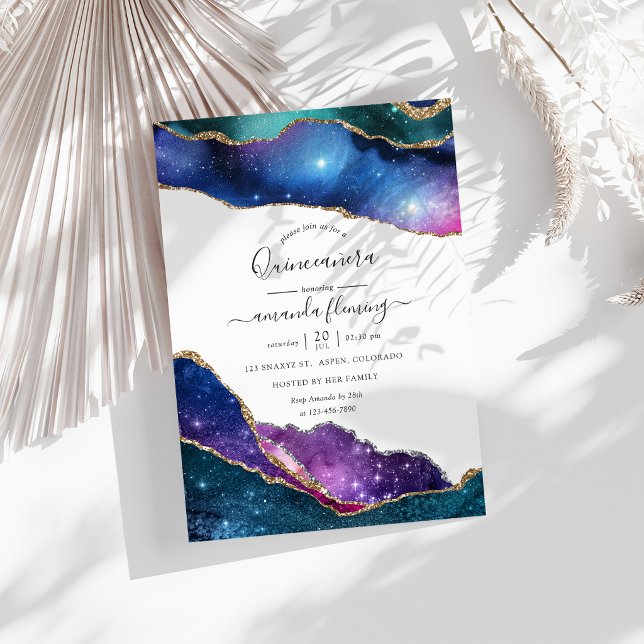 Galaxy Agate Quinceañera Invitation (Galaxy Agate Quinceañera Invitation)
