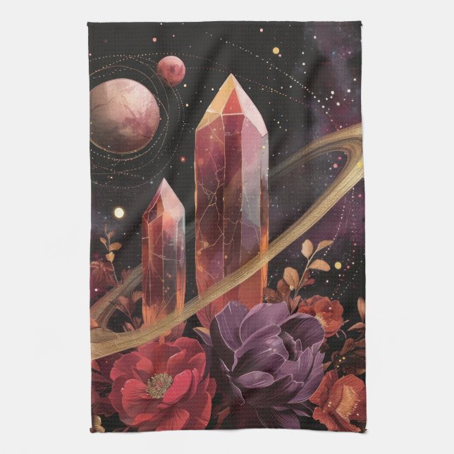 Galaxy Amethyst Starfield Cosmic Pattern Kitchen Towel (Vertical)