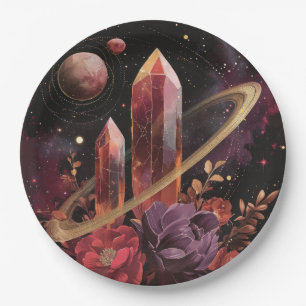 Galaxy Amethyst Starfield Cosmic Pattern Paper Plate