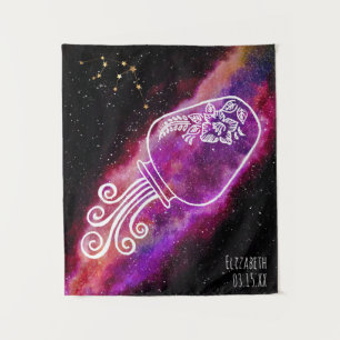 Galaxy Aquarius Personalized Name Zodiac Sign Tapestry