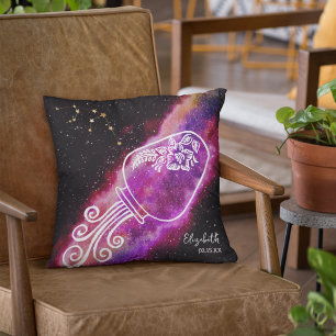 Galaxy Aquarius Personalized Name Zodiac Sign Throw Pillow