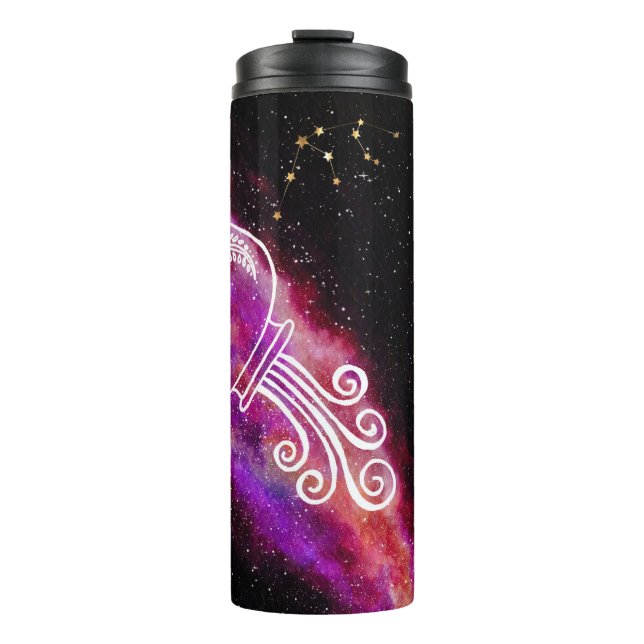 Galaxy Aquarius Personalized Zodiac Sign Thermal Tumbler (Front)