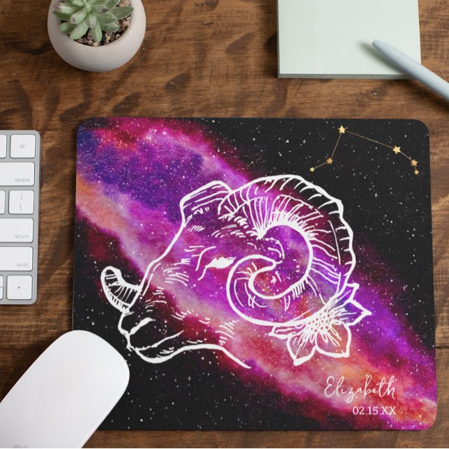 Galaxy Aries Constellation Name Zodiac Sign Mouse Pad (Creator Uploaded)