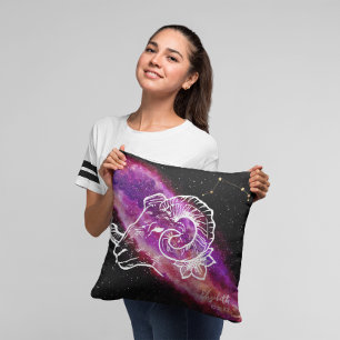 Galaxy Aries Constellation Name Zodiac Sign Throw Pillow