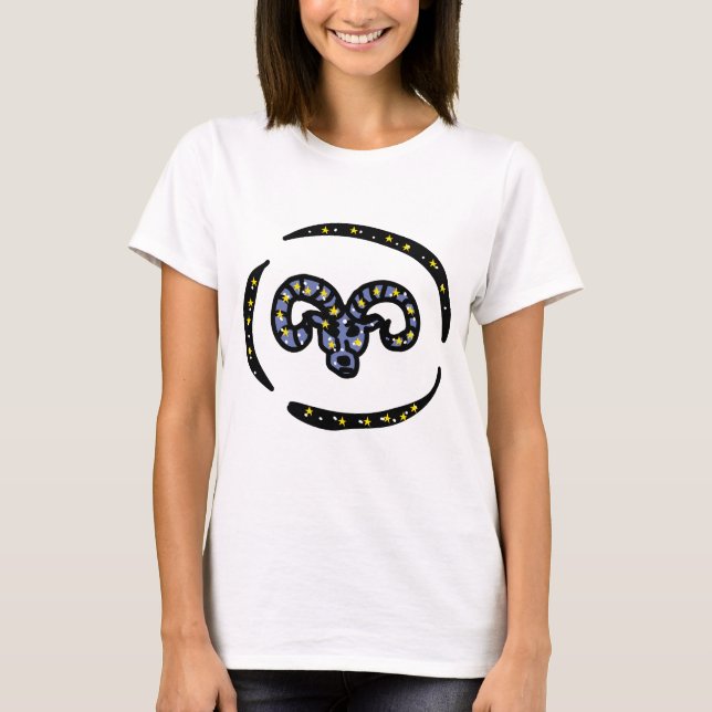 Galaxy Aries Ram T‑Shirt – Bold Zodiac Sign Tee  (Front)