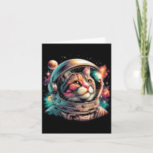 Galaxy Astronaut Cat Space Card