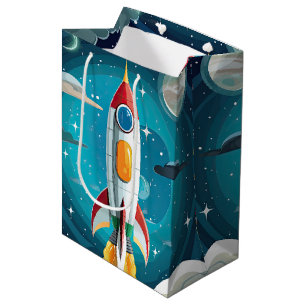 Galaxy Astronaut Space Shuttle Rocketship Birthday Medium Gift Bag