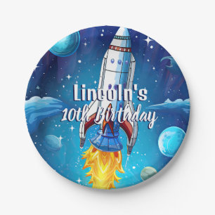 Galaxy Astronaut Space Shuttle Rocketship Birthday Paper Plate