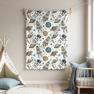Galaxy Baby Blanket Astronaut Theme for Boys