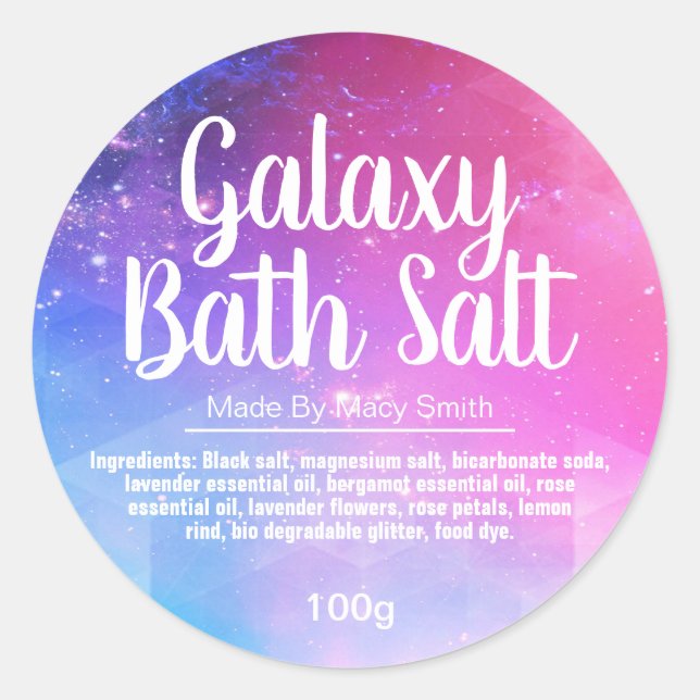 Galaxy Bath Salt Soak Labels (Front)