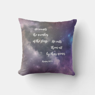 Galaxy Bible Verse Stars  Throw Pillow