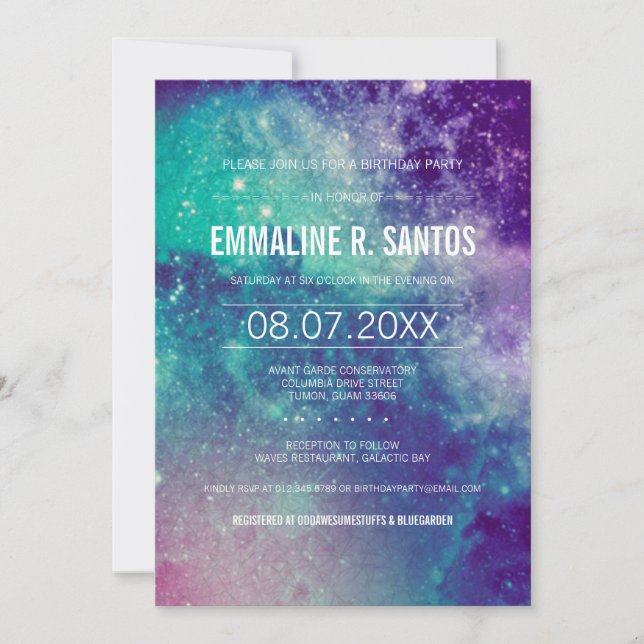 Galaxy Birthday Party Invite (Front)