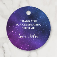 Galaxy Birthday Thank you Tag Universe Purple
